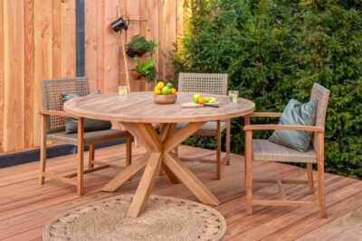 Tuintafel Subra Teak Kruispoot Ø150cm