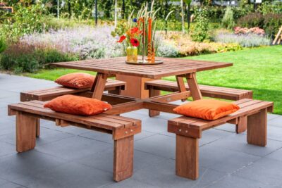 Picknicktafel Vierkant hardhout 210cm x 210cm