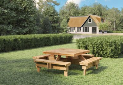 Picknicktafel Vierkant Vuren hout 230cm x 230cm